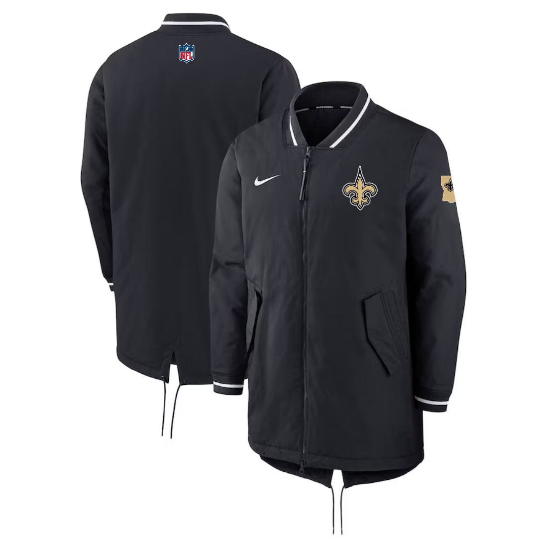 Men 2026 NFL New Orleans Saints black Extended Cotton Jacket style 01
